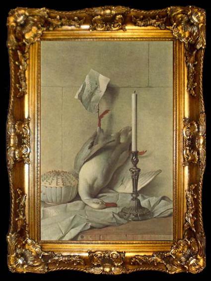 framed  Jean Baptiste Oudry Still Life with White Duck (mk08), ta009-2